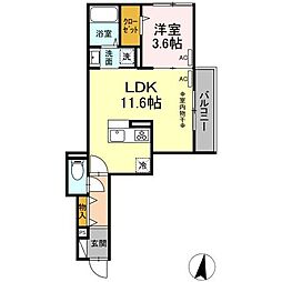 シャトン湘南藤沢 1LDKの間取図画像