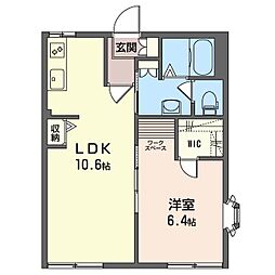 石上ビレッジA 1LDKの間取図画像