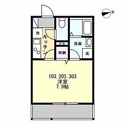 藤沢市高倉アパート 1Kの間取図画像