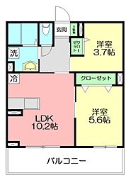 Contrail湘南 2LDKの間取図画像