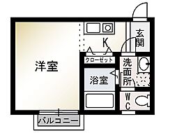 エアル湘南 ワンルームの間取図画像