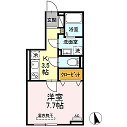 ハイアット湘南 1Kの間取図画像