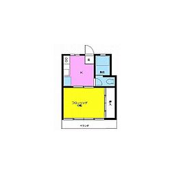 湘南マンション 1Kの間取図画像