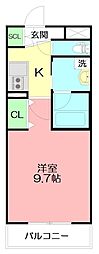 メゾンオルレアン 1Kの間取図画像