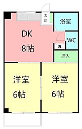 グレイス藤沢 2DKの間取図画像