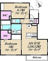 サンハイツ高谷 2LDKの間取図画像