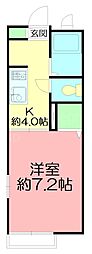 クレールJe茅ヶ崎 1Kの間取図画像