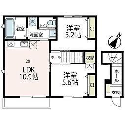 シーウィンド鵠沼 2LDKの間取図画像