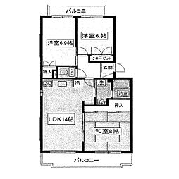 サンポナール壱番館 3LDKの間取図画像