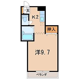 コア・スズラン 1Kの間取図画像