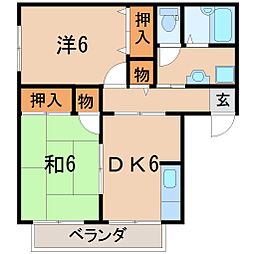ガーデンハウスオオモリ 2DKの間取図画像