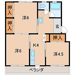 第2大森ハイツ 3Kの間取図画像