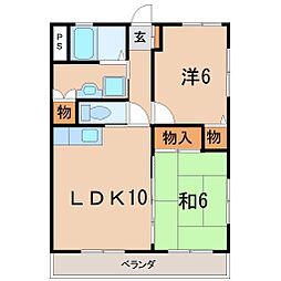 グローリエ泉 2LDKの間取図画像