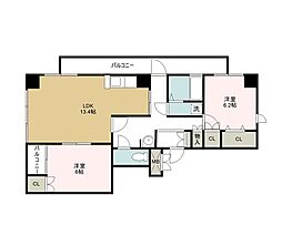 HN石坪 2LDKの間取図画像