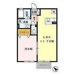 オーク上富野 1LDKの間取図画像