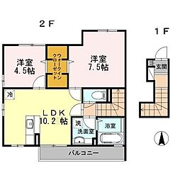 ボヌール 2LDKの間取図画像