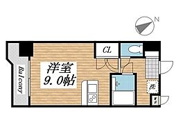 プレアール北方 ワンルームの間取図画像