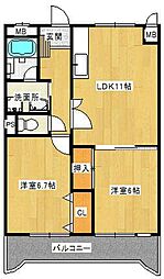 ルネッサンス宮ノ尾2 2LDKの間取図画像