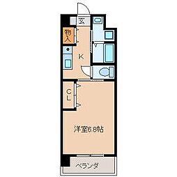 サンボックス大浦 1Kの間取図画像