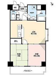 ダイナコート小倉城野 2LDKの間取図画像
