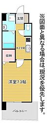 オーヴィジョンクラス浅香通り 1Kの間取図画像
