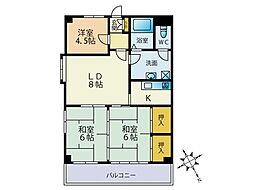クレベール千防 3LDKの間取図画像