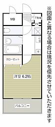 ライオンズマンション三萩野駅前 1Kの間取図画像