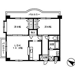 クレール長尾2 2LDKの間取図画像
