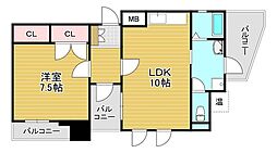 ガーラ小倉 1LDKの間取図画像