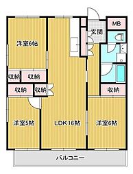 ロイヤルメゾン門司 3LDKの間取図画像