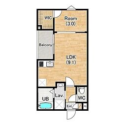 北九州市戸畑区新池2丁目アパート 1LDKの間取図画像
