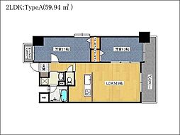 グランドツイン黒崎 2LDKの間取図画像