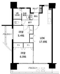 クラシオン木町アネックス 2LDKの間取図画像