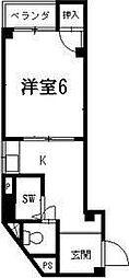 エトワール枚方 1Kの間取図画像