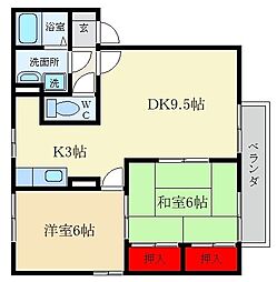 グランシャリオB 2LDKの間取図画像