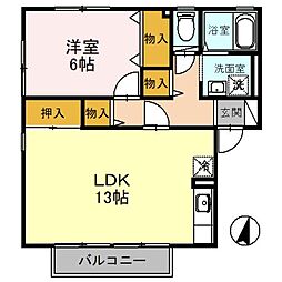 サニーウェル 1LDKの間取図画像