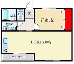 サンロイヤルマンション 1LDKの間取図画像