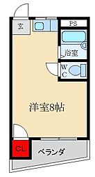 シャンテー甲斐田 ワンルームの間取図画像