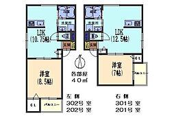 サン・フローリッシュ 1LDKの間取図画像