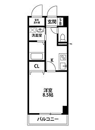 クリザンテェーモ 1Kの間取図画像