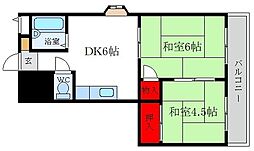M'プラザ津田駅前弐番館 2DKの間取図画像
