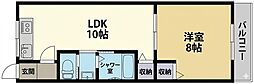 レオハイム長尾3 1LDKの間取図画像
