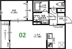 アート樟葉 1LDKの間取図画像