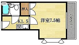 アートハイツ西崎 1Kの間取図画像
