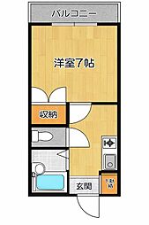 コンフォート長尾 1Kの間取図画像