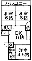 コーポ忠栄 3DKの間取図画像