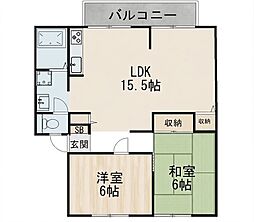 サンアレイ下野2号館 2LDKの間取図画像