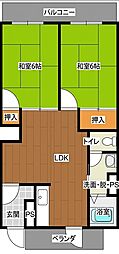 春日東ハイム 2LDKの間取図画像