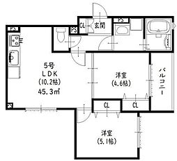 クリオーレ藤阪東町 2LDKの間取図画像
