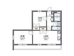 レオパレスOHI2 2LDKの間取図画像